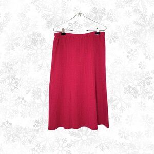 Vintage Philippe Marques Knit Red Midi Skirt, Size 16